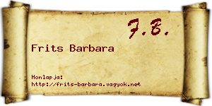 Frits Barbara névjegykártya